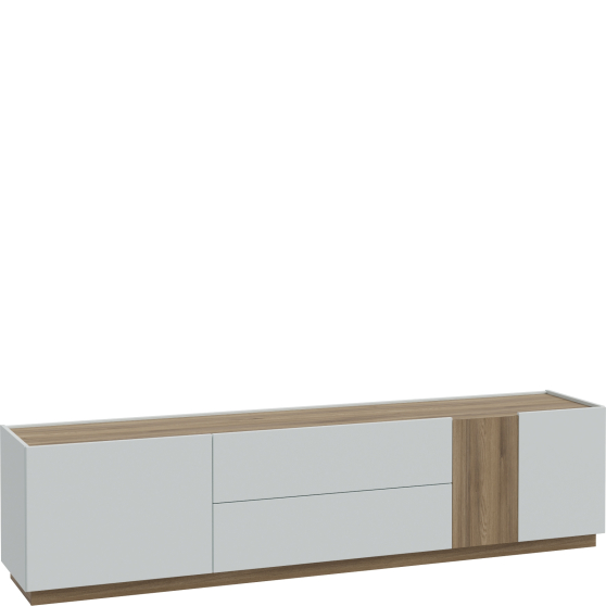 Szafka RTV z szufladami 200 cm LWST131-M829B Secret Grey / Dąb Valencia LEWISVILLE Podstawowe