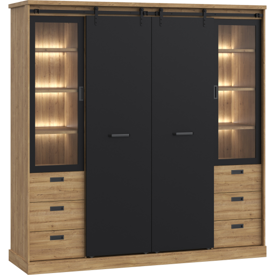 Szafa z drzwiami przesuwnymi i przeszkleniami KZMS9411B-M328 KASZIMIRO Podstawowe