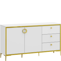 Komoda w stylu glamour G2NK231-M752 Lewa Biały Połysk GOLDEN 2 Podstawowe