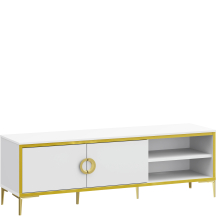 Szafka RTV Lewa w stylu glamour G2NT131-M752 Biały Połysk GOLDEN 2 Podstawowe