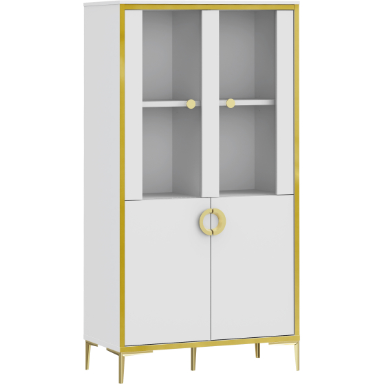 Podwójna witryna w stylu glamour G2NV621-M752 Biały Połysk GOLDEN 2 Podstawowe