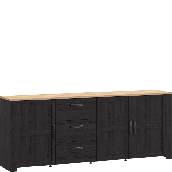 Komoda 220 cm Prawa BHLK241R-M954 Dąb Riviera / Dąb Cabezone CHISBURY Podstawowe