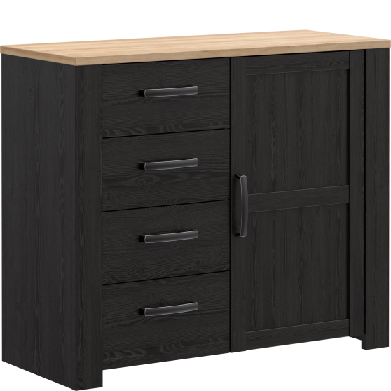 Komoda z drzwiami i szufladami BHLK222-M954 Dąb Riviera / Dąb Cabezone CHISBURY Podstawowe