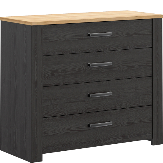 Komoda 4 szuflady BHLK212-M954 Dąb Riviera / Dąb Cabezone CHISBURY Podstawowe