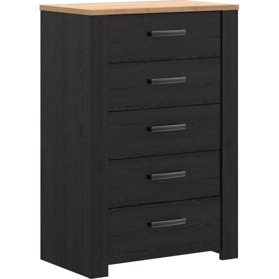 Komoda wysoka BHLK311-M954 Dąb Riviera / Dąb Cabezone CHISBURY Podstawowe