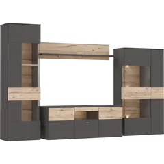 Zestaw mebli do salonu 320 cm COMM01B-C175 Uni Wolfram Szary / Deska Dębowa COMO Podstawowe