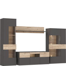 Zestaw mebli do salonu 320 cm COMM01B-C175 Uni Wolfram Szary / Deska Dębowa COMO Podstawowe