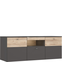 Szafka RTV z oświetleniem 150 cm COMT131B-C175 Uni Wolfram Szary / Deska Dębowa COMO Podstawowe