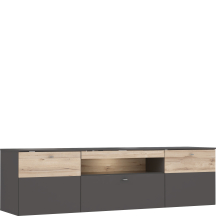 Szafka RTV z oświetleniem 210 cm COMT133B-C175 Uni Wolfram Szary / Deska Dębowa COMO Podstawowe