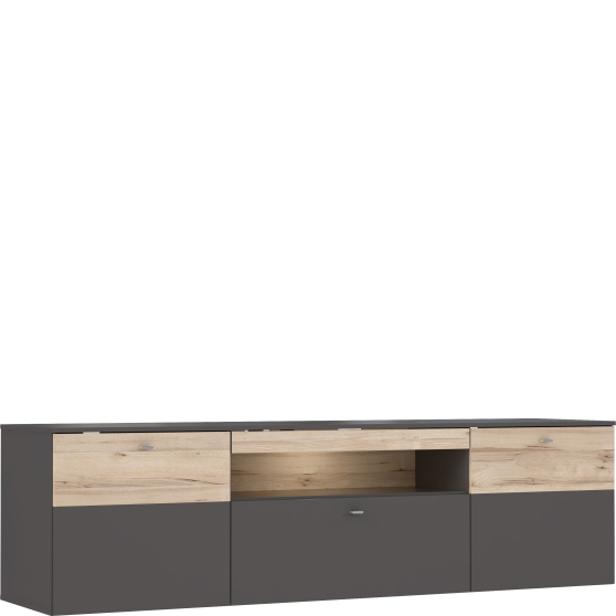 Szafka RTV z oświetleniem 210 cm COMT133B-C175 Uni Wolfram Szary / Deska Dębowa COMO Podstawowe
