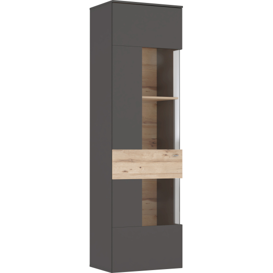 Witryna wąska Lewa z oświetleniem 60 cm COMV711LB-C175 Uni Wolfram Szary / Deska Dębowa COMO Podstawowe Witryna wąska Lewa z oświetleniem 60 cm COMV711LB-C175 Uni Wolfram Szary / Deska Dębowa COMO Podstawowe