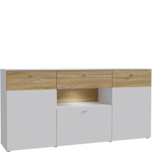 Komoda z oświetleniem 1 szuflada 3 drzwi COMK233BT-M742 Secret Grey / Dąb Mauvella COMO Podstawowe