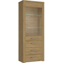 Witryna 80 cm z szufladami i oświetleniem PRTV74B-D67 Dąb Postarzany PORTLAND Podstawowe