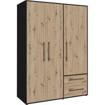 Szafa ubraniowa 3-drzwiowa MKSS833-M788 Czarny / Dąb Artisan JUPITER Podstawowe