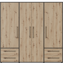 Szafa ubraniowa 4-drzwiowa MKSS841-M788 Czarny / Dąb Artisan JUPITER Podstawowe