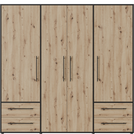 Szafa ubraniowa 4-drzwiowa MKSS841-M788 Czarny / Dąb Artisan JUPITER Podstawowe