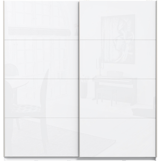 Szafa przesuwna 200 cm STPS324E1-C04 STARLET PLUS Biały / Biały Połysk Podstawowe