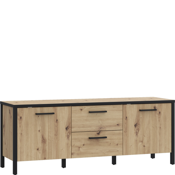 Szafka RTV 140 cm KIRIKUS KUST133-C934 Dąb Artisan / Czarny Podstawowe