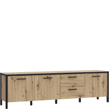 Szafka RTV 185 cm KIRIKUS KUST141L-C934 Dąb Artisan / Czarny Podstawowe