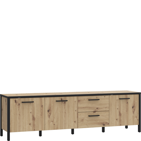 Szafka RTV 185 cm KIRIKUS KUST141L-C934 Dąb Artisan / Czarny Podstawowe