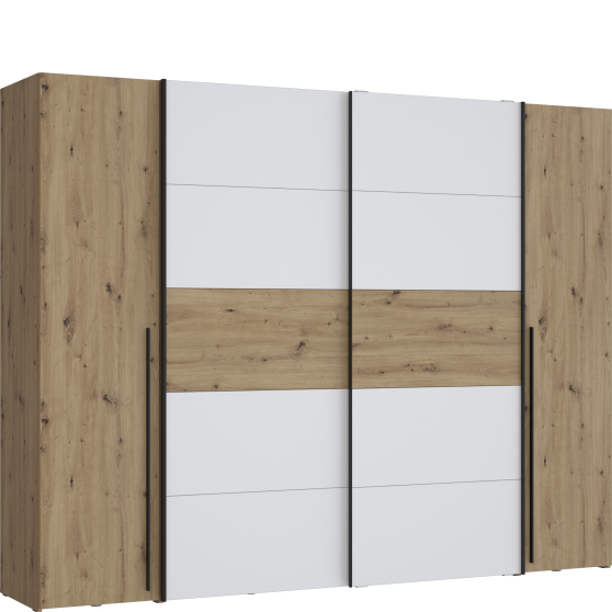 Szafa z drzwiami przesuwnymi i uchylnymi NRGS82511-C830 Dąb Artisan / Biały NARAGO Podstawowe