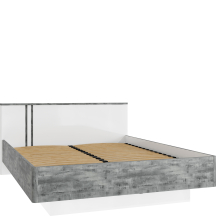 Łóżko 160 x 200 ze stelażem i pojemnikiem BGVL1162B-M765 Biały / Loftwood BUGANVILLA Podstawowe
