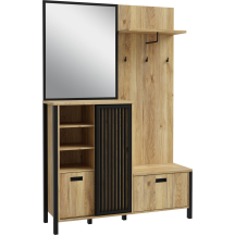 Przedpokój JYTANA Lewy JTND01L-M635 Dąb Mauvella / Czarny JYTANA Podstawowe