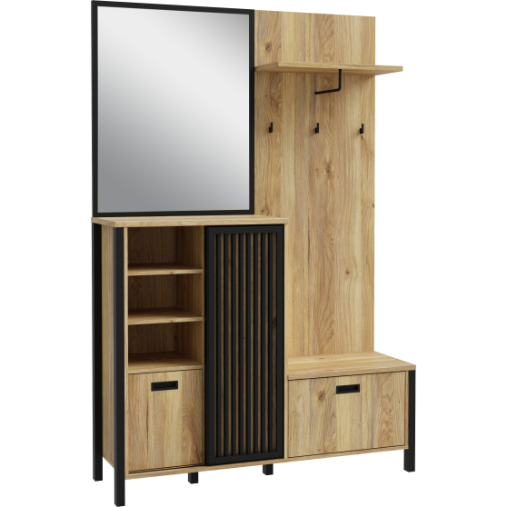 Przedpokój JYTANA Lewy JTND01L-M635 Dąb Mauvella / Czarny JYTANA Podstawowe