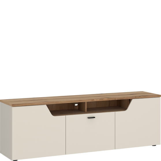 Szafka RTV 160 cm 2 wnęki CTUF01 Kaszmir / Dąb Coast Evoke CUT OUT Podstawowe