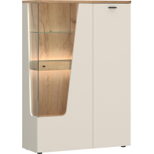 Kredens dwudrzwiowy Prawy z oświetleniem CTUV02R Kaszmir / Dąb Coast Evoke CUT OUT Podstawowe