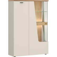 Kredens dwudrzwiowy Lewy z oświetleniem CTUV02L Kaszmir / Dąb Coast Evoke CUT OUT Podstawowe