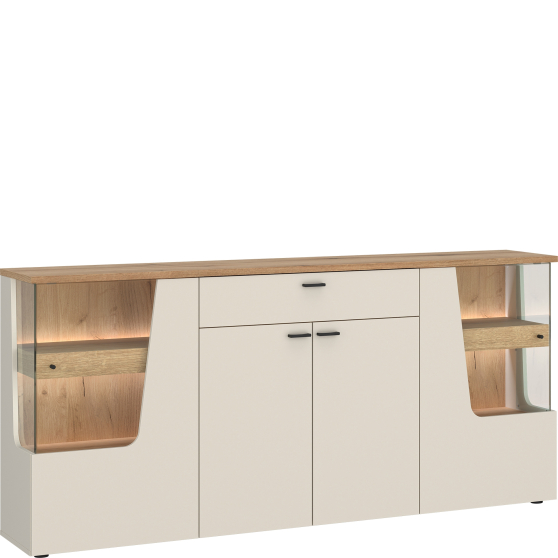 Komoda 190 cm z oświetleniem CTUK02 Kaszmir / Dąb Coast Evoke CUT OUT Podstawowe