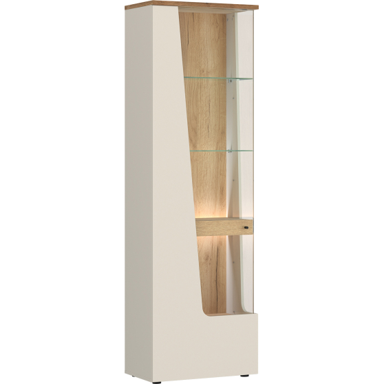 Witryna pojedyncza Lewa z oświetleniem CTUV01L Kaszmir / Dąb Coast Evoke CUT OUT Podstawowe