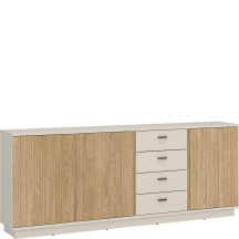 Komoda 4 szuflady 3 drzwi LUSK103 Kaszmir / Dąb Cremona MOSANO Podstawowe