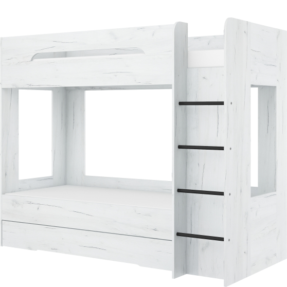 Łóżko piętrowe podwójne 80 x 200 cm BLANC Prawe Craft Biały Podstawowe