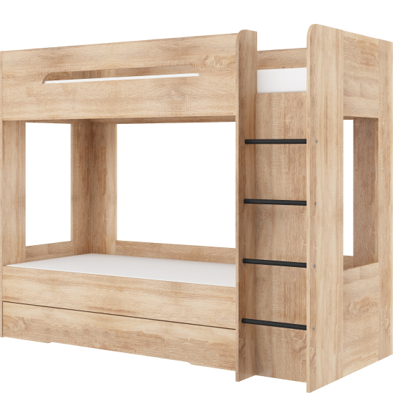 Łóżko piętrowe podwójne 80 x 200 cm BLANC Prawe Sonoma Jasna Podstawowe