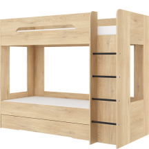 Łóżko piętrowe podwójne 80 x 200 cm BLANC Prawe Dąb Cremona Podstawowe