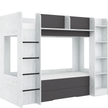 Łóżko piętrowe 80x200 z szufladą EVEREST Lewe Craft Biały / Grafit Podstawowe