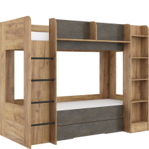 Łóżko piętrowe 80x200 z szufladą EVEREST Lewe Craft Złoty / Granada Brąz Podstawowe