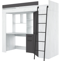 Łóżko piętrowe FLOOR P z biurkiem i szafą Craft Biały / Grafit Podstawowe