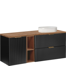 Szafka łazienkowa wisząca z koszem na pranie i umywalką 140 cm ADEL BLACK Podstawowe