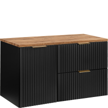 Szafka łazienkowa wisząca z blatem i koszem na pranie 100 cm ADEL BLACK Podstawowe