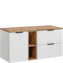 Szafka łazienkowa wisząca z blatem i koszem na pranie 140 cm ADEL WHITE Podstawowe