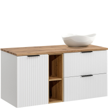 Szafka łazienkowa wisząca z koszem na pranie i umywalką 120 cm ADEL WHITE Podstawowe