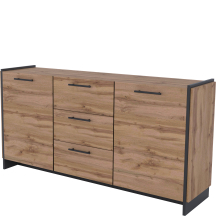 Komoda dwudrzwiowa z 3 szufladami Dąb Wotan / Czarny AMINO Podstawowe