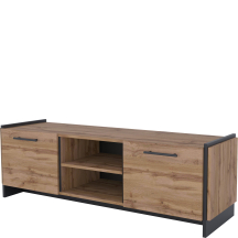Szafka RTV pod telewizor Dąb Wotan / Czarny AMINO Podstawowe