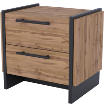 Szafka nocna z szufladami komplet 2 sztuki Dąb Wotan / Czarny AMINO Podstawowe