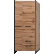 Szafa dwudrzwiowa z szufladami Dąb Wotan / Czarny AMINO Podstawowe