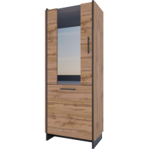 Witryna dwudrzwiowa wysoka Dąb Wotan / Czarny AMINO Podstawowe