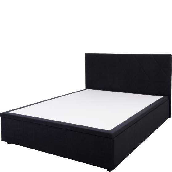 Łóżko tapicerowane 160 x 200 z pojemnikiem tkanina Mono Czarna BELLANO Podstawowe